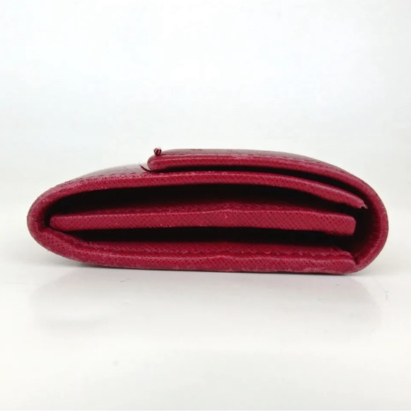 Authentic Salvatore Ferragamo Giancini Dark Pink/Red Leather Wallet Clutch - Picture 4 of 10